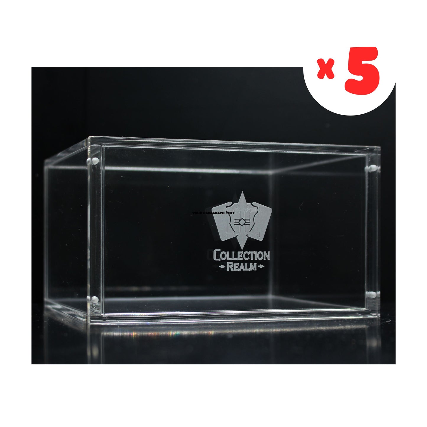 Pokémon Booster Box Acrylic Display Case by Collection Realm – Stackable Clear Acrylic Protector with Magnetic Lid, UV Protection, Dust & Moisture Resistant for Collectors - 5-Pack