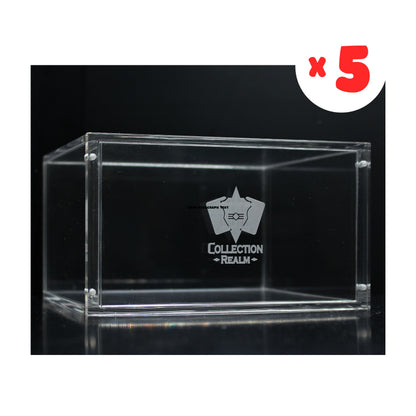 Pokémon Booster Box Acrylic Display Case by Collection Realm – Stackable Clear Acrylic Protector with Magnetic Lid, UV Protection, Dust & Moisture Resistant for Collectors - 5-Pack