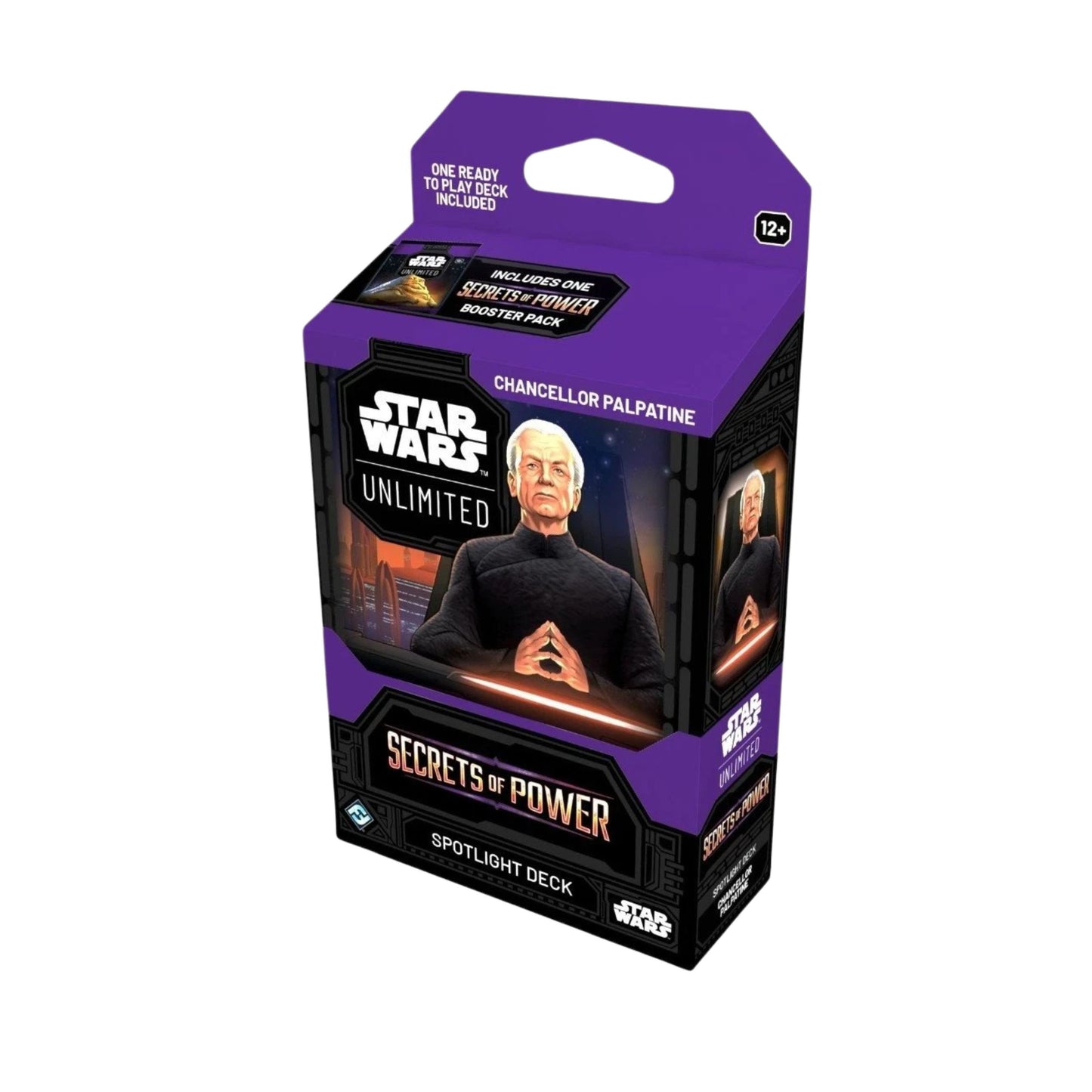 Star Wars Unlimited Secrets of Power Spotlight Deck Chancellor Palpatine trading card deck.