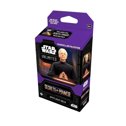 Star Wars Unlimited Secrets of Power Spotlight Deck Chancellor Palpatine trading card deck.
