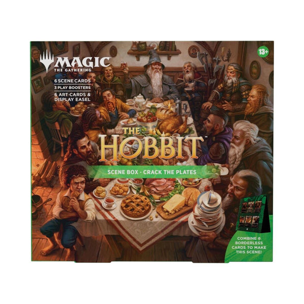 Magic: The Gathering The Hobbit Crack the Plates Scene Box | 3 Play Boosters, 6 Traditional Foil Scene Cards, 6 Art Cards & Display Easel | Middle-earth Collectible MTG Set (PREORDER - Release Date August 14, 2026)