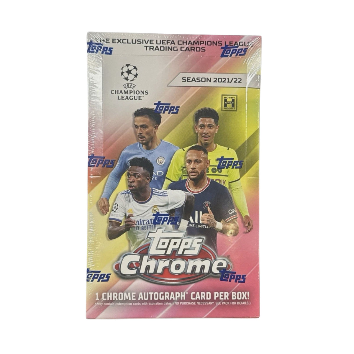 Topps Chrome UEFA Champions League Soccer 2021-22 Hobby Box – Sealed Trading Card Box with 72 Cards, Rookie Cards, Inserts, Parallels & Serial-Numbered Cards