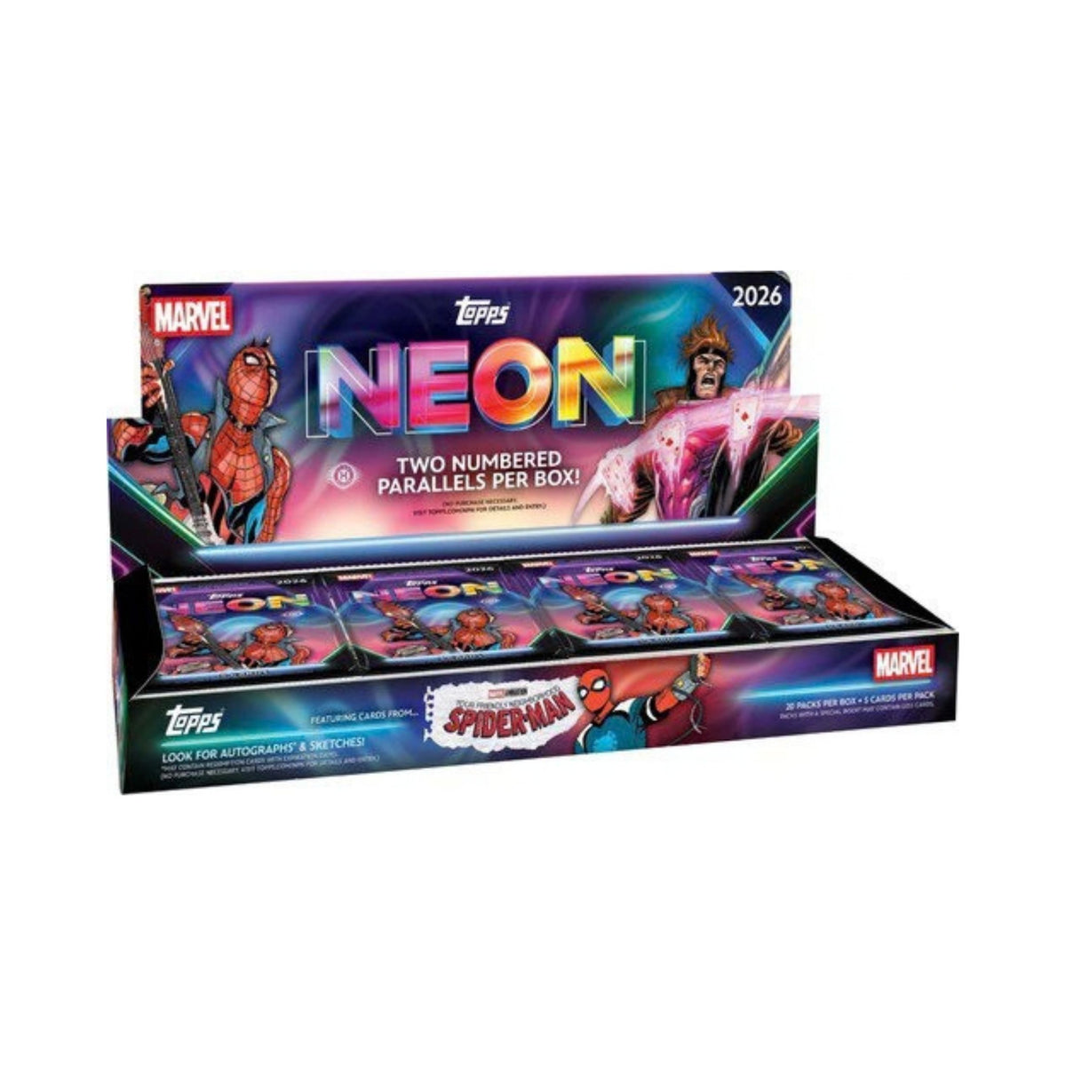 2026 Topps Neon Marvel Hobby Box – Marvel Trading Cards Collectible Hobby Box Featuring Vibrant Neon-Inspired Designs for Fans and Collectors (PREORDER - Release Date October 14, 2026)