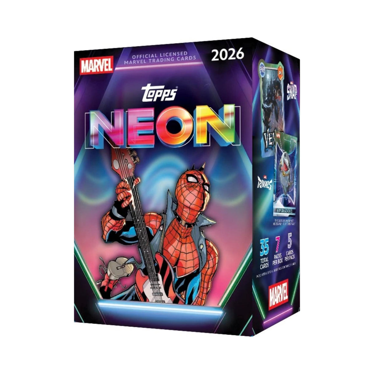 2026 Topps Neon Marvel Value Box, 7 Packs, 35 Cards, Marvel Trading Cards Featuring Marvel Snap, Marvel Rivals, Spider-Man, Neon Inserts, Collectible Artwork & Rare Inserts (PREORDER - Release Date October 14, 2026)