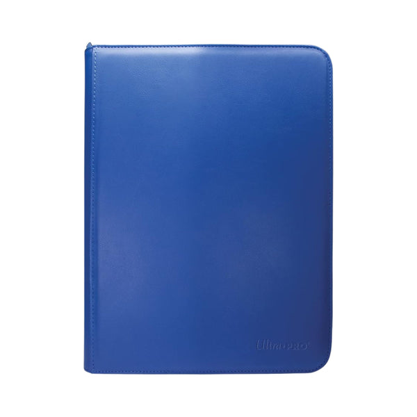 Ultra PRO Vivid Blue 9 pocket zippered binder card storage album holding trading cards.