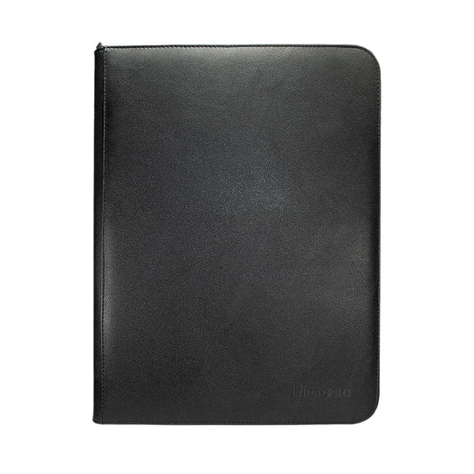 Ultra PRO Vivid Black 9 pocket zippered PRO binder trading card storage album holding collectible cards.