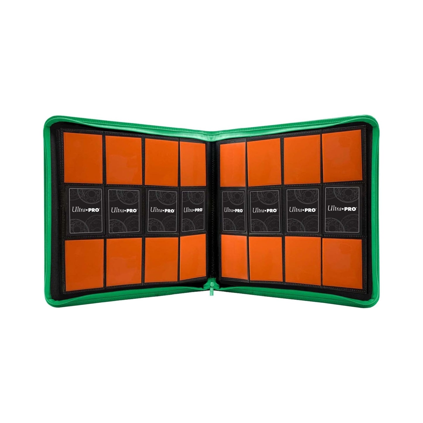 Ultra Pro 12-Pocket Zippered PRO-Binder – Green | Holds 480 Cards | Side-Loading Pockets | Acid-Free & Non-PVC | Trading Card Storage Album