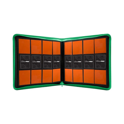 Ultra Pro 12-Pocket Zippered PRO-Binder – Green | Holds 480 Cards | Side-Loading Pockets | Acid-Free & Non-PVC | Trading Card Storage Album