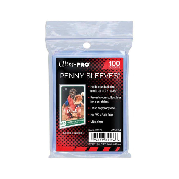 Ultra PRO Penny Sleeves Soft Trading Card Sleeves 100 Count, Clear Non-PVC Acid-Free Archival Safe Card Protectors for Standard Size Sports Cards, Pokemon, MTG, Yu-Gi-Oh!, and Other Collectible Trading Cards (PREORDER - Release Date August 2026)