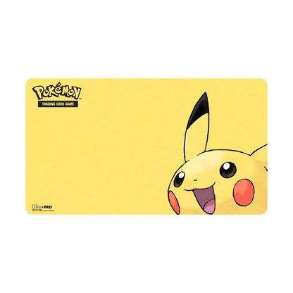 Ultra PRO Pokémon Pikachu 2025 Yellow Playmat with soft fabric top and non-slip rubber base.