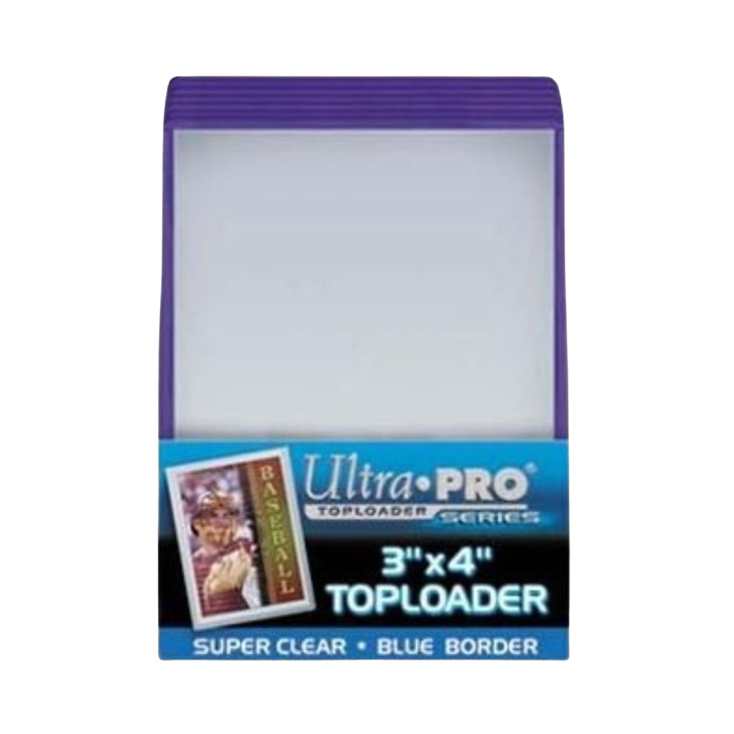 Ultra Pro Standard 3" x 4" Top Loader – Blue Super Clear Card Holder with Colored Border | Protects Cards up to 2.5" x 3.5" | Durable Trading Card Sleeve for Collectors