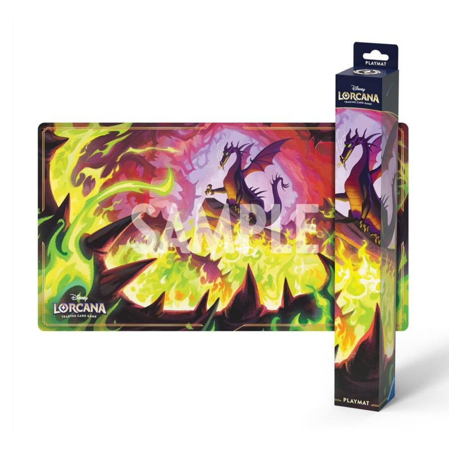 Disney Lorcana Dragon Fire Playmat by Ravensburger – Premium TCG Play Mat with Disney Artwork, Fabric Top & Anti-Slip Backing – Card Game Table Mat, Desk Mat, Mouse Pad