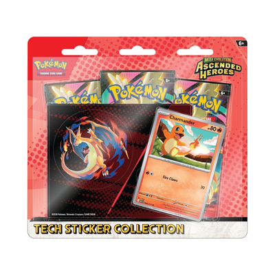 Pokemon TCG Mega Evolution Ascended Heroes Tech Sticker Collection Charmander with promo card sticker sheet and booster packs