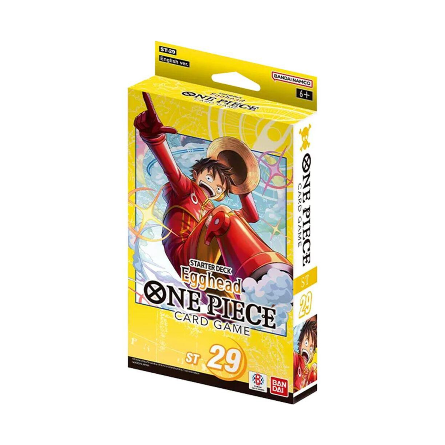 One Piece TCG ST-29 Egghead Starter Deck box featuring themed cards and starter deck contents