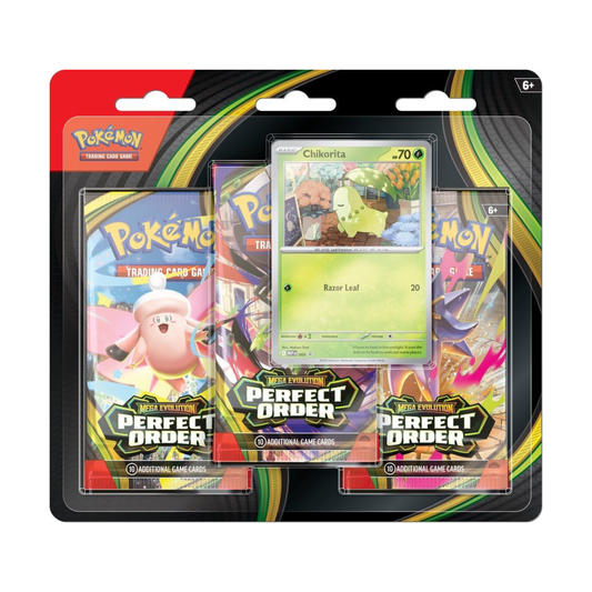 Pokemon TCG: Mega Evolutions ME3 - Perfect Order 3-Pack Blister | Trading Cards Booster Pack, Collectible Pokemon Cards, TCG Card Deck & Anime Cards Set (PRE-ORDER MARCH)