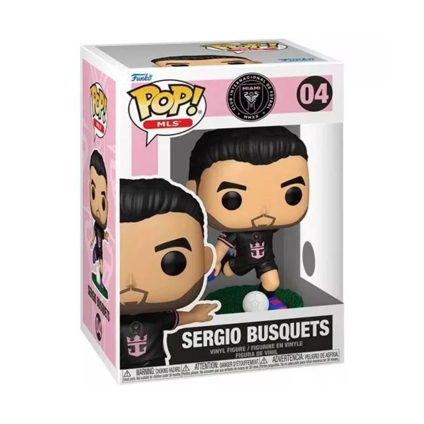 Sergio Busquets (Away) Funko Pop! MLS Soccer Inter Miami - Approx. 3 3/4" Collectible Vinyl Figure #04 Bundled with Display Box Protector Case