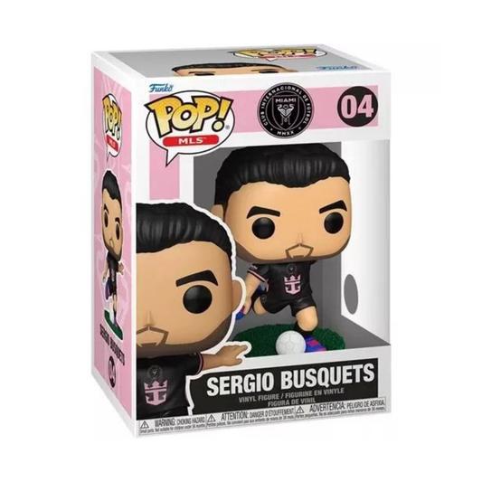 Sergio Busquets (Away) Funko Pop! MLS Soccer Inter Miami - Approx. 3 3/4" Collectible Vinyl Figure #04 Bundled with Display Box Protector Case