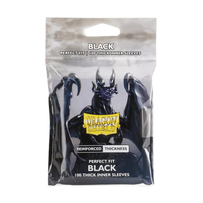 Dragon Shield Perfect Fit black thick inner card sleeves pack of 100