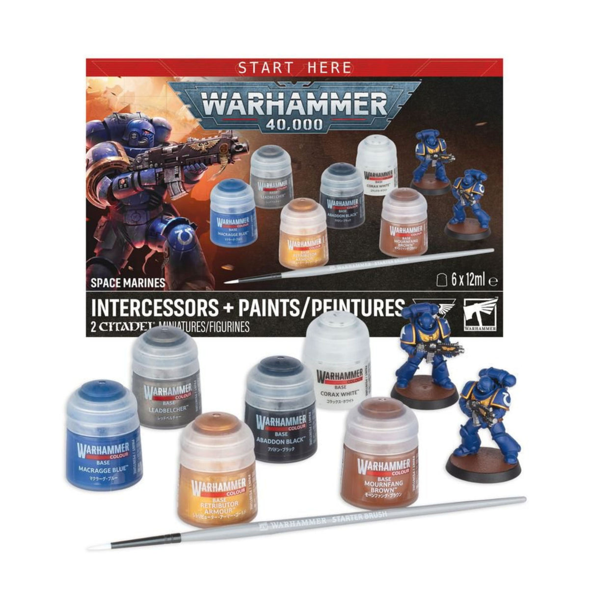Warhammer 40000 Intercessors with Paints featuring 2 Citadel miniatures and Citadel paints