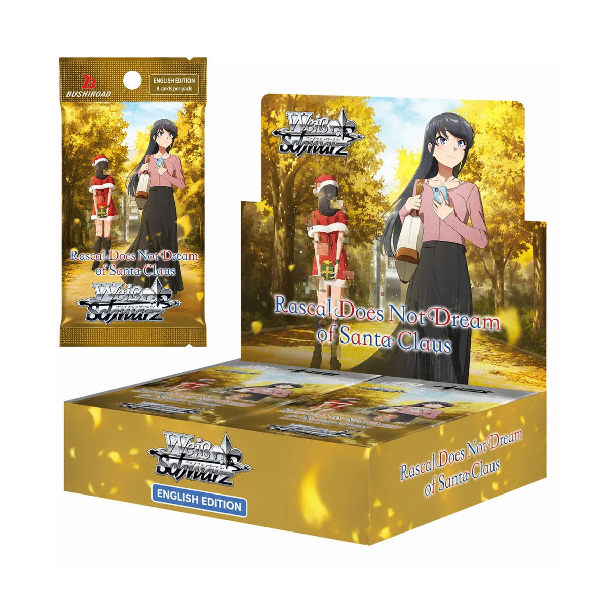 Weiss Schwarz Rascal Does Not Dream of Santa Claus Booster Box Display | 10 Packs per Display | 8 Cards per Pack | English Trading Card Game Sealed Box (PREORDER - Release Date October 23, 2026)