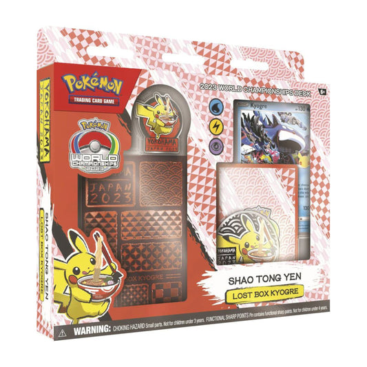 Pokemon TCG World Championship Deck 2023 Shao Tong Yen Lost Box Kyogre with deck and accessories.