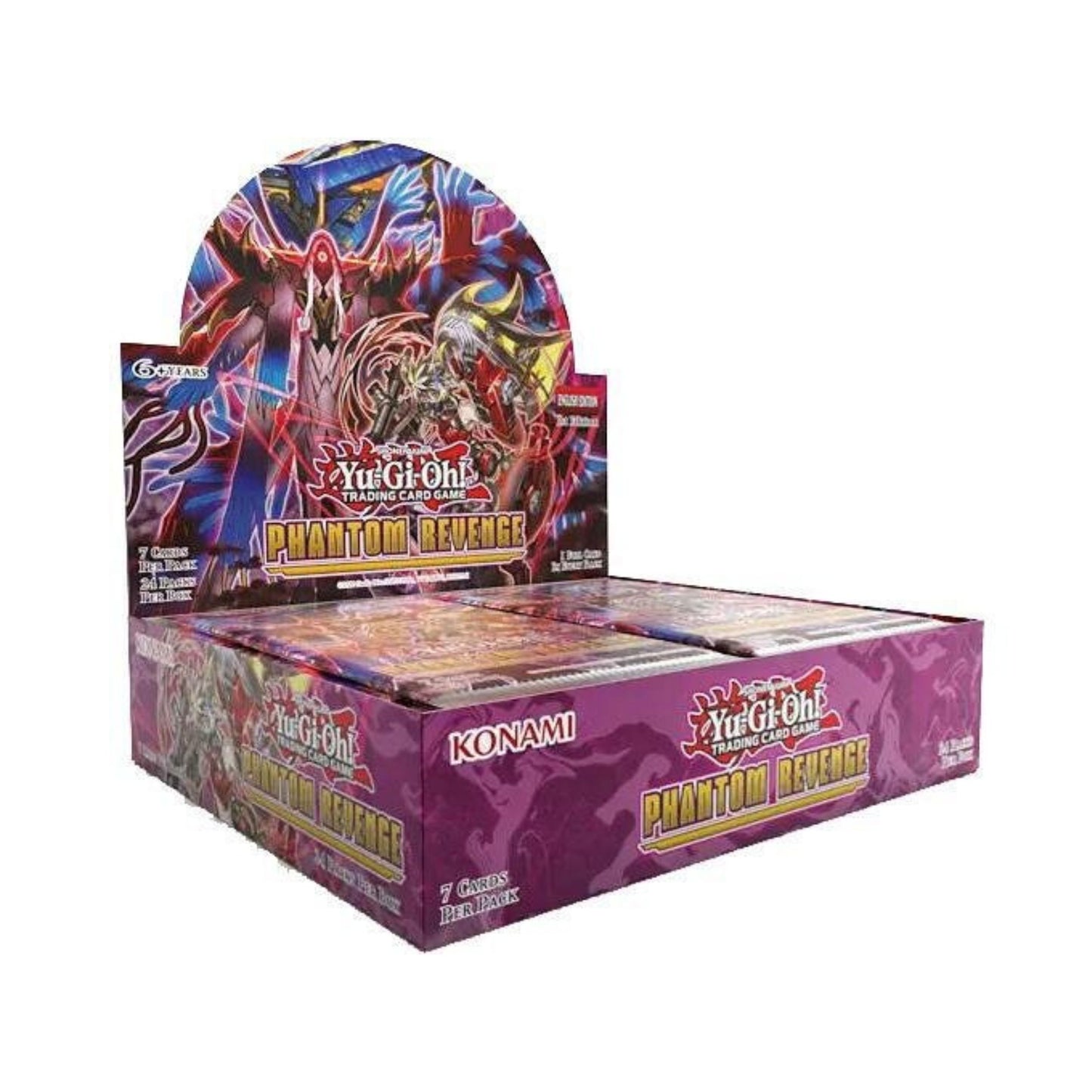 Yu-Gi-Oh TCG Phantom Revenge Booster Box sealed packaging with multiple booster packs for collectible card games.