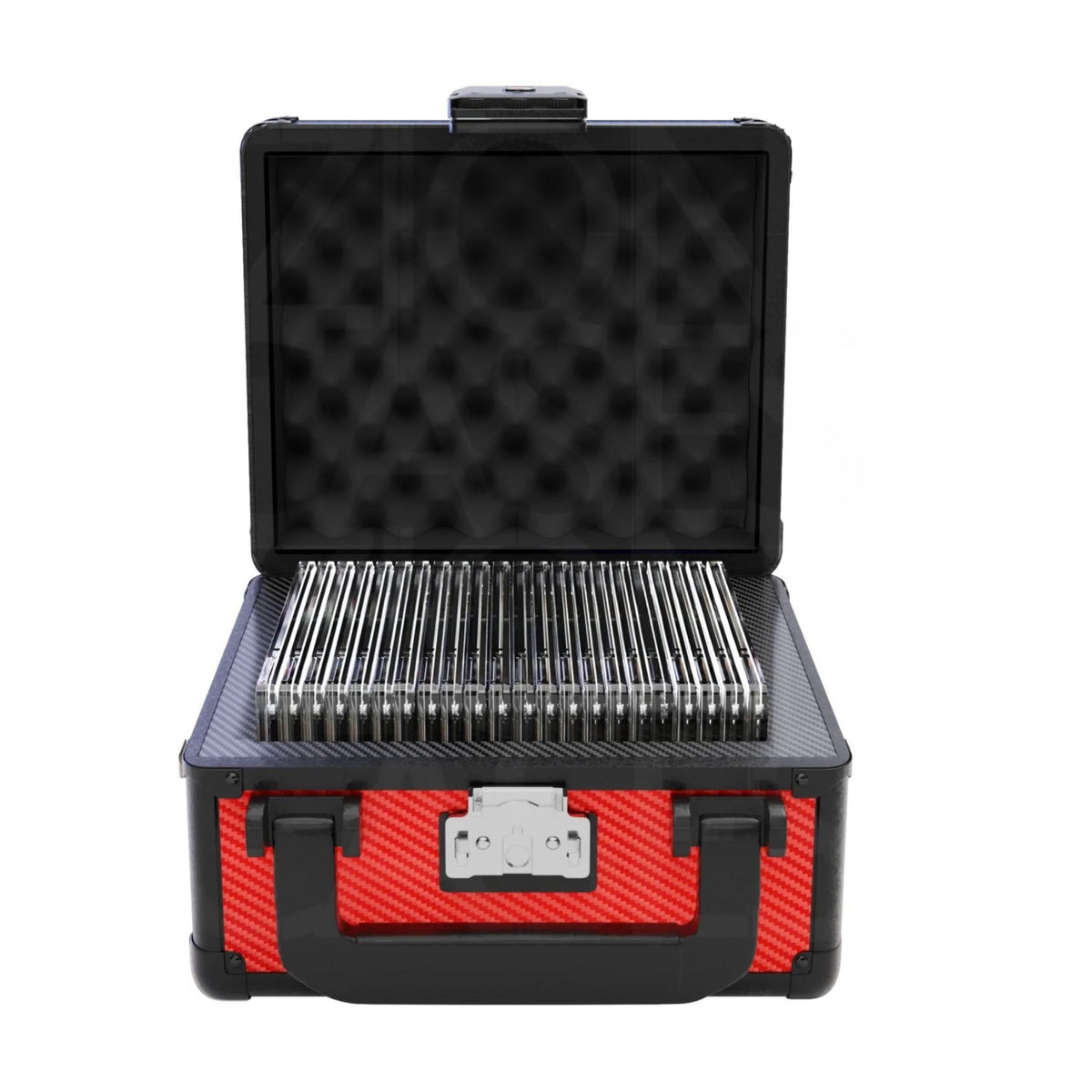 Zion Cases Slab Case GO for Graded Cards, Holds Up to 25 Slabs, Carbon Fiber Red, Secure Locking Case for Trading Card Storage, Travel & Card Shows (PRE-ORDER)