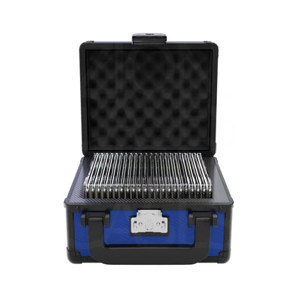 Zion Cases Slab Case GO Carbon Fiber Navy – Graded Card Slab Holder for Up to 25 Slabs, Protective Trading Card Storage Case with TSA-Approved Locks, High-Grade Foam, Compact Travel Design (PRE-ORDER)
