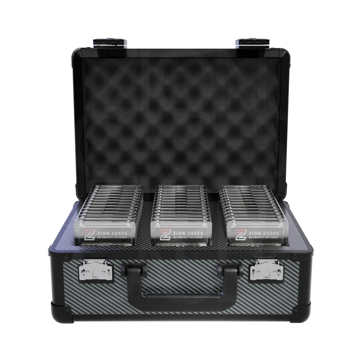 Zion Cases Slab Case X Carbon Fiber – Graded Card Storage Case, Holds Up to 110 Slabs, Premium Foam Interior, TSA-Approved Locks, Durable Collector Case for Travel and Storage (PRE-ORDER)