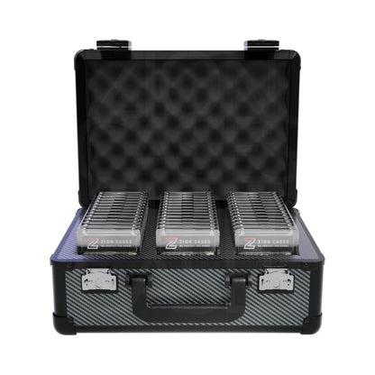 Zion Cases Slab Case X Carbon Fiber – Graded Card Storage Case, Holds Up to 110 Slabs, Premium Foam Interior, TSA-Approved Locks, Durable Collector Case for Travel and Storage (PRE-ORDER)