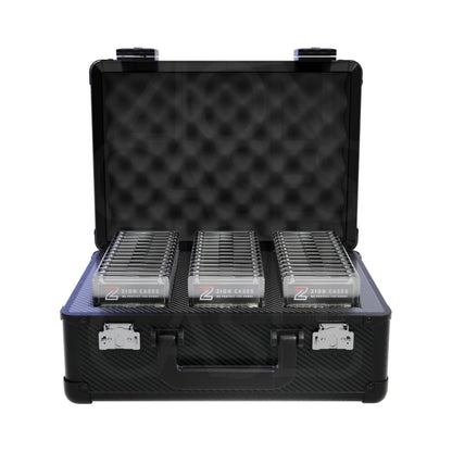 Zion Cases Slab Case X Carbon Fiber Black, Graded Card Storage Case for Up to 110 Slabs, TSA-Approved Locking Case with High-Grade Foam, Protective Collector Case for Travel and Storage (PRE-ORDER)
