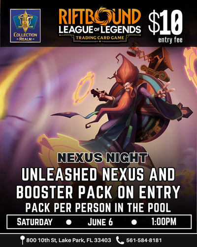 Riftbound LoL TCG Nexus Night Tournament – June 6, 2026 (Saturday 1PM)