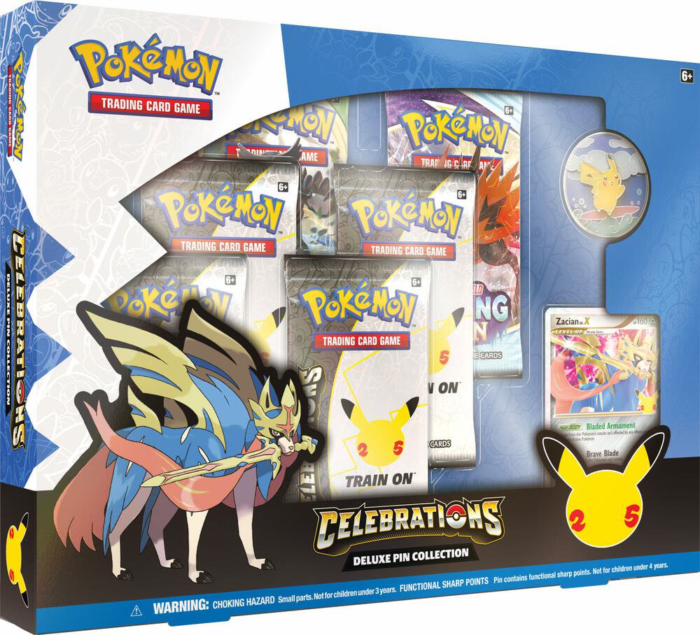 Pokemon TCG Celebrations Deluxe Pin Collection Trading Cards Collectible Game Set
