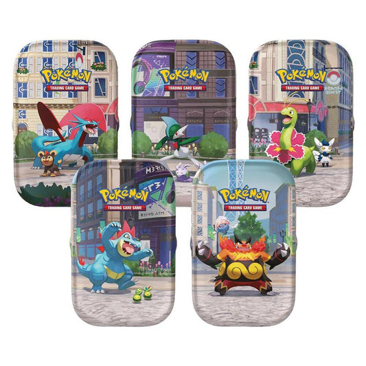 Pokemon TCG Lumiose City Mini Tin featuring Pokemon booster packs and collectible storage tin artwork