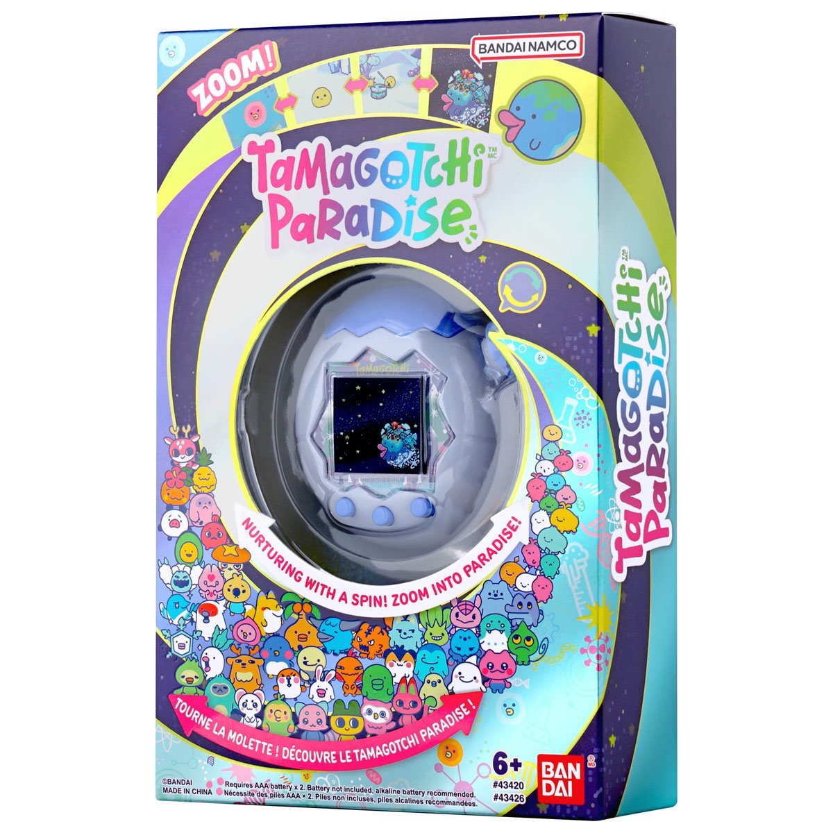 Tamagotchi Paradise White Glacier Digital Pet Device | Interactive Virtual Pet Toy with Zoom Dial, Mini Games, Connection Play & Multiple Fields | Electronic Toy for Kids Ages 6+ (PREORDER - Release Date Aug. 31, 2026)