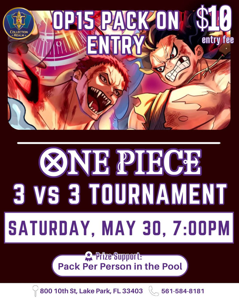 One Piece TCG 3 Vs 3 Tournament – May 30 (Sat) 7PM