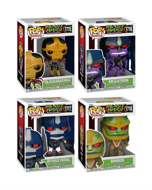 Transformers: Beast Wars Wave 5 Funko Pop! Television - Set of 4 (Blackarachnia #1715, Megatron #1716, Optimus Primal #1717, and Rhinox #1718) Collectible Vinyl Figures