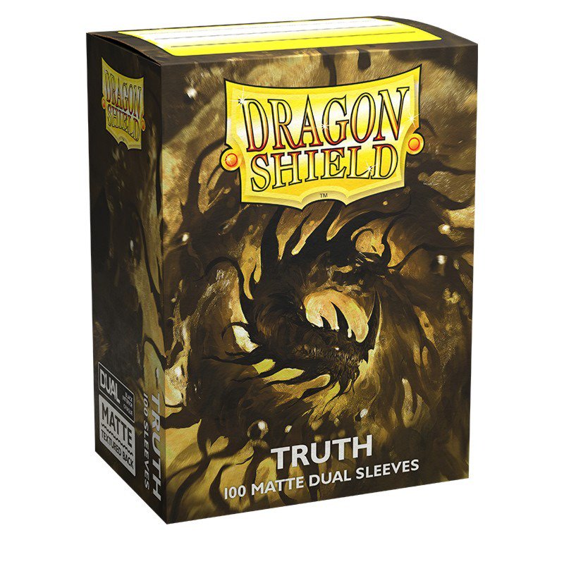 Dragon Shield Standard Matte Dual Sleeves Truth 100 Count – Clear Front, Textured Matte Back, Fully Opaque Black Interior, Premium Standard Size Card Sleeves for MTG, Pokémon, Lorcana, Flesh and Blood (PRE-ORDER)