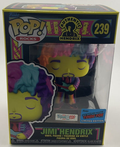 Funko Pop Vinyl Rocks Jimi Hendrix 2021 Festival of Fun NYCC #239 Blacklight Exc