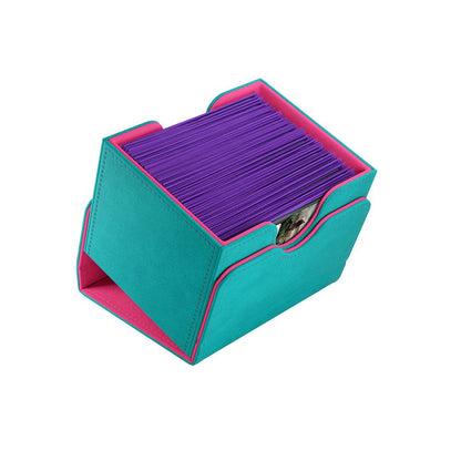Gamegenic Sidekick 100+ XL Teal/Pink Card Deck Box, Extra Large Convertible Card Holder for 100 Double-Sleeved Cards, Commander Deck Storage, Nexofyber+ & Microfiber Lining