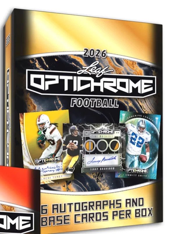 2026 Leaf Optichrome Football Hobby Box Sealed Case with 12 Sealed Hobby Boxes