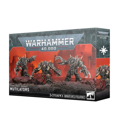 Warhammer 40,000 Chaos Space Marines Mutilators – 3 Multipart Plastic Miniatures with Interchangeable Weapons, Chaos Space Marines Army Unit, Citadel 50mm Bases & Transfer Sheet