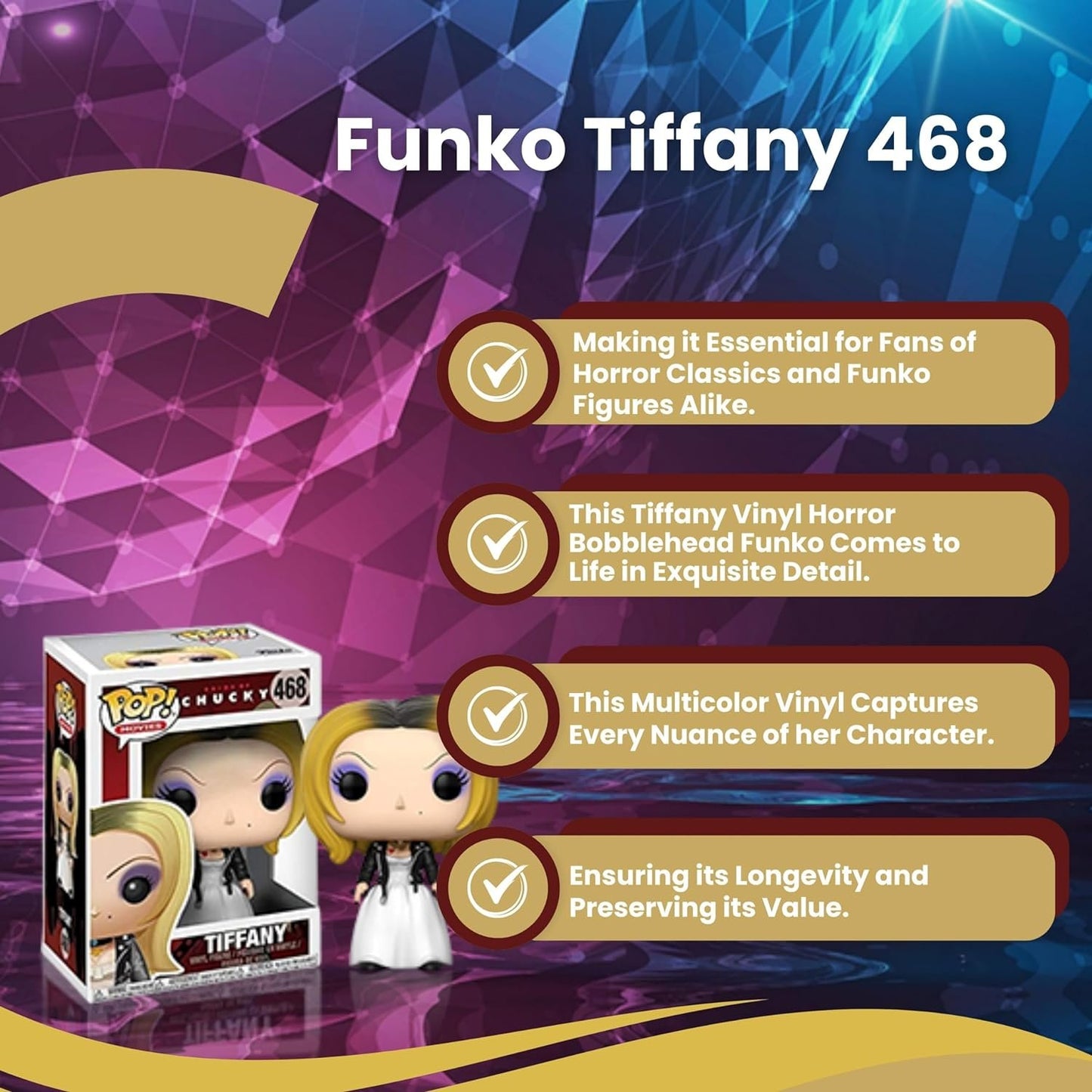 Tiffany Funko Pop! Movies Bride of Chucky - Vinyl Figure #468 with Display Box Protector Case