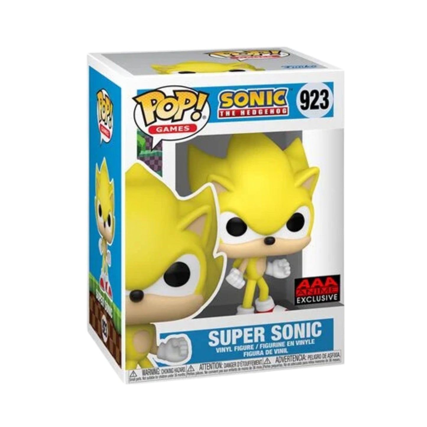 Super Sonic Funko Pop! Games Sonic the Hedgehog - AAA Anime Exclusive Vinyl Figure #923 with Display Box Protector Case