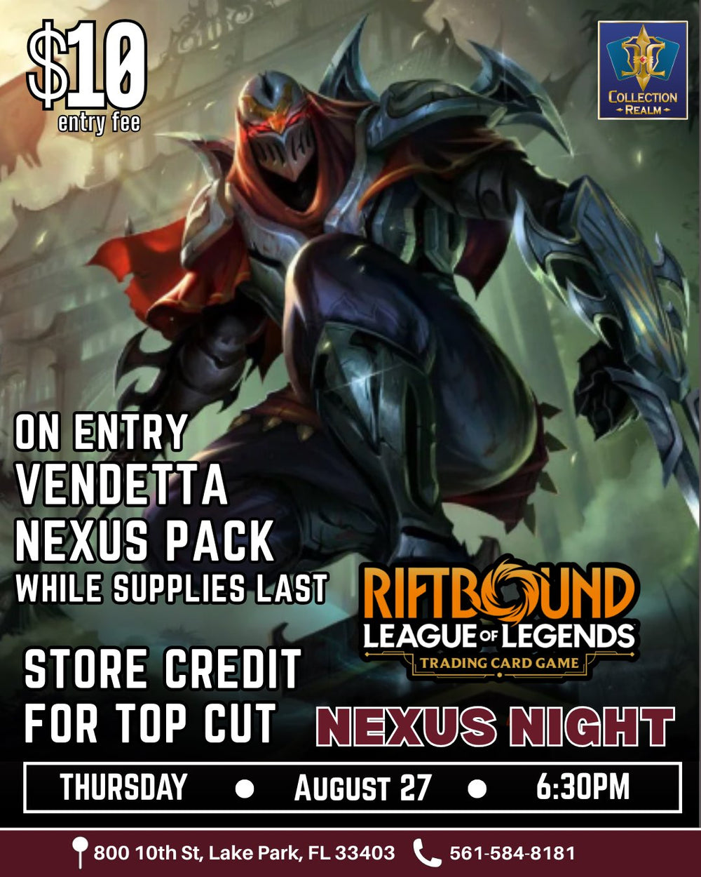 Riftbound League of Legends TCG Nexus Night Tournament – August 27, 2026 (Thursday 6:30 PM)
