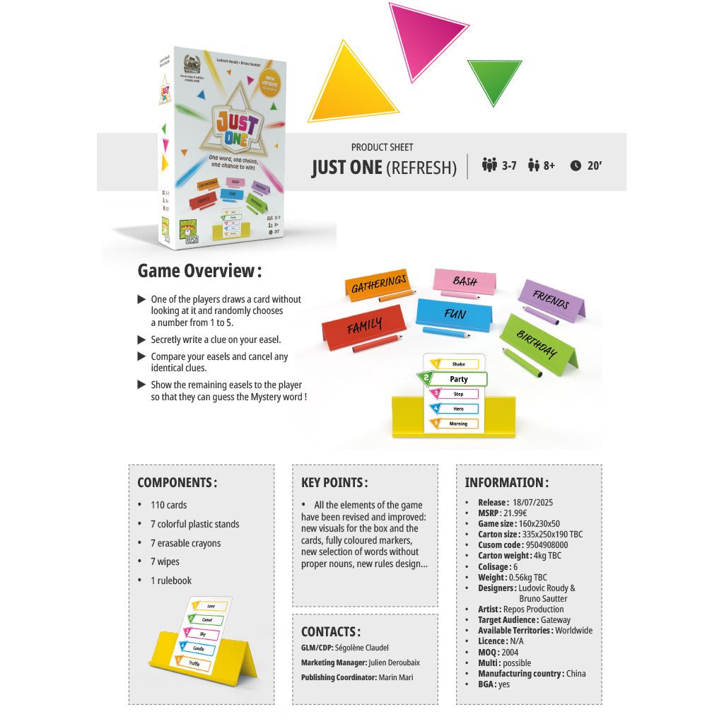 Just One Refresh Board Game (PREORDER - Release Date June 2026)