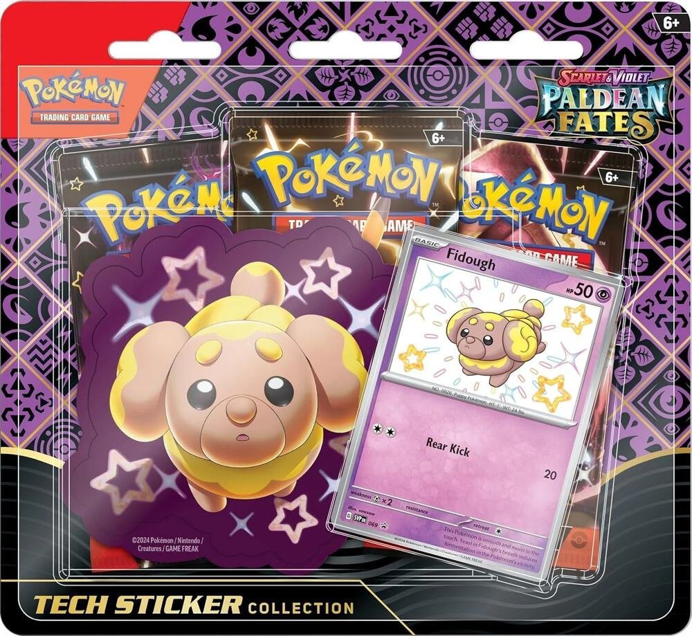 Pokémon TCG Scarlet & Violet Paldean Fates 3 Pack Tech Sticker Collection