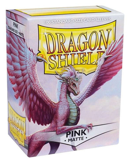 Dragon Shield Matte Pink 100ct standard size Pokémon card sleeves and MTG card protector sleeves