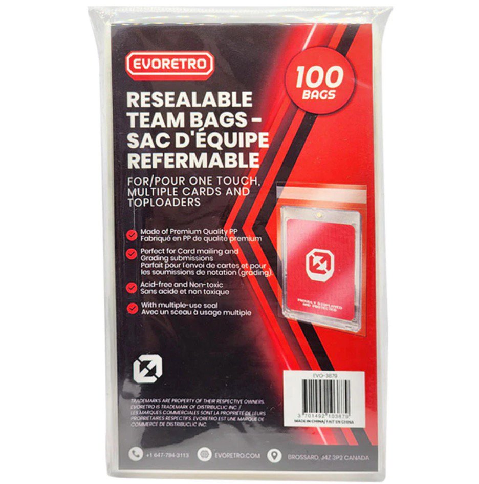 ER Team Bags Sleeves Resealable 100 Pack for PSA Graded Card Slabs – Clear Protective Sleeves, Acid-Free, Archival Safe, Scratch Protection for Trading Card Cases (PPRE-ORDER JUNE)