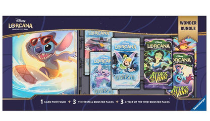Disney Lorcana TCG Wonder Bundle Winterspell and Attack of the Vine Booster Packs with Portfolio